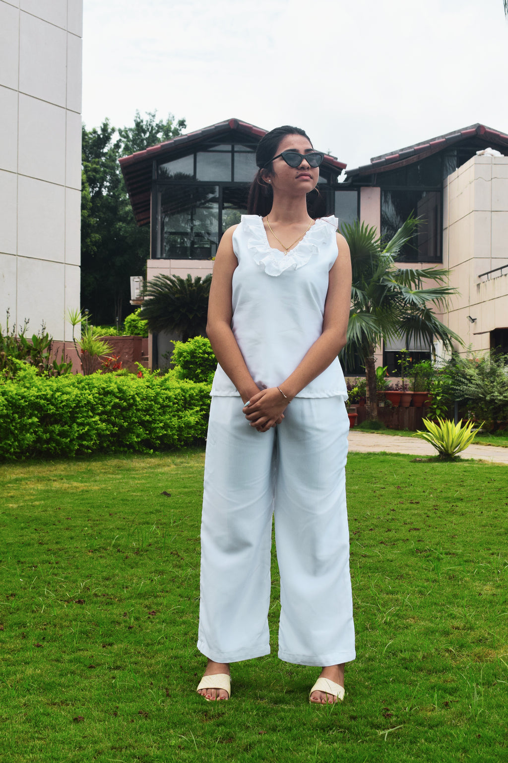 White Ruffle co-ordset