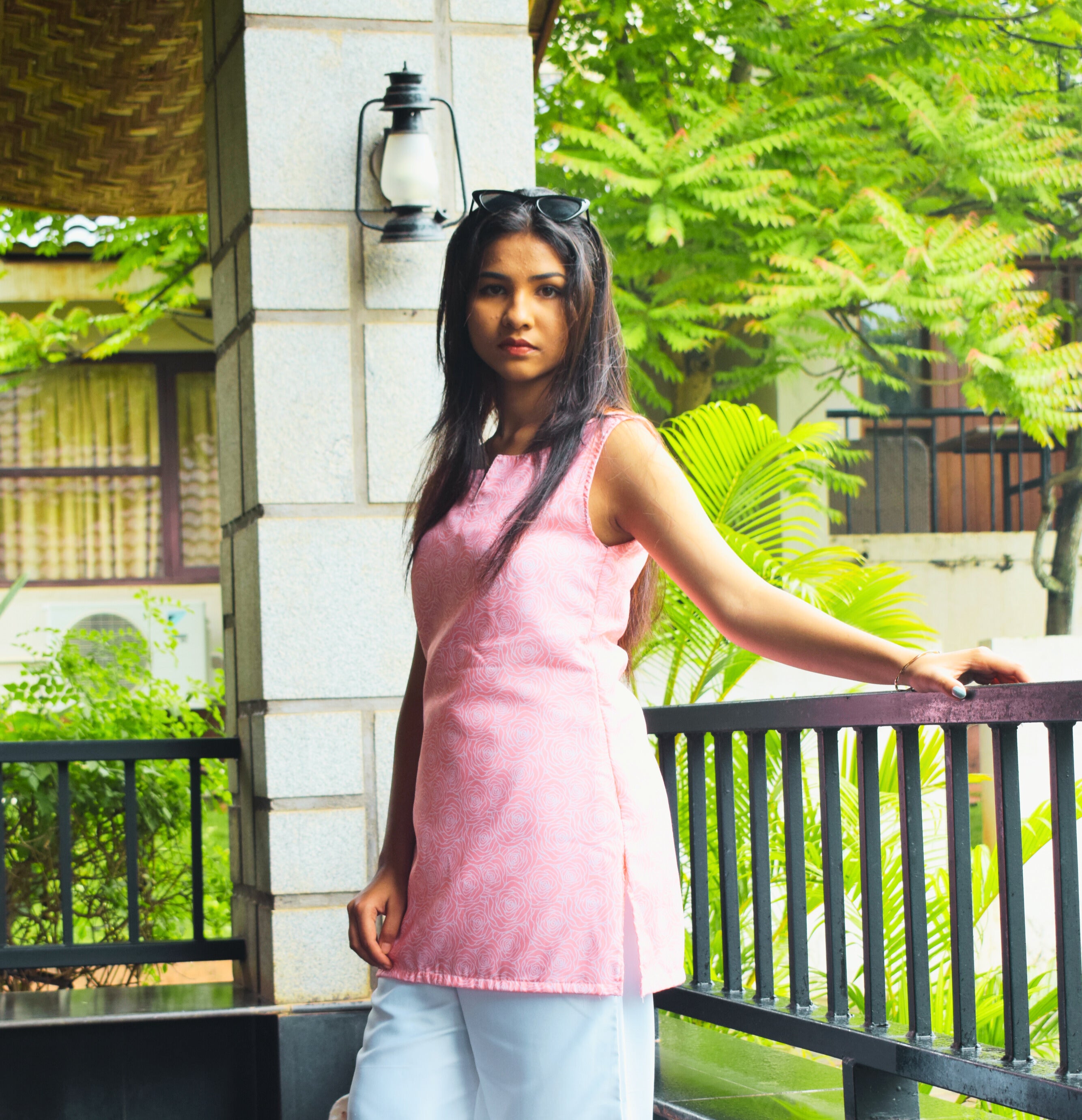 blush pink rose kurti set