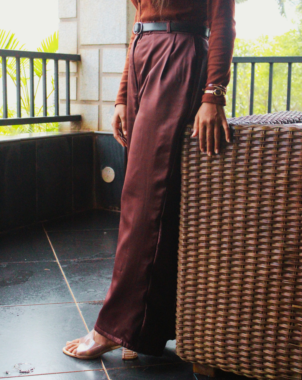 brown vera womens  high waisted straight trouser