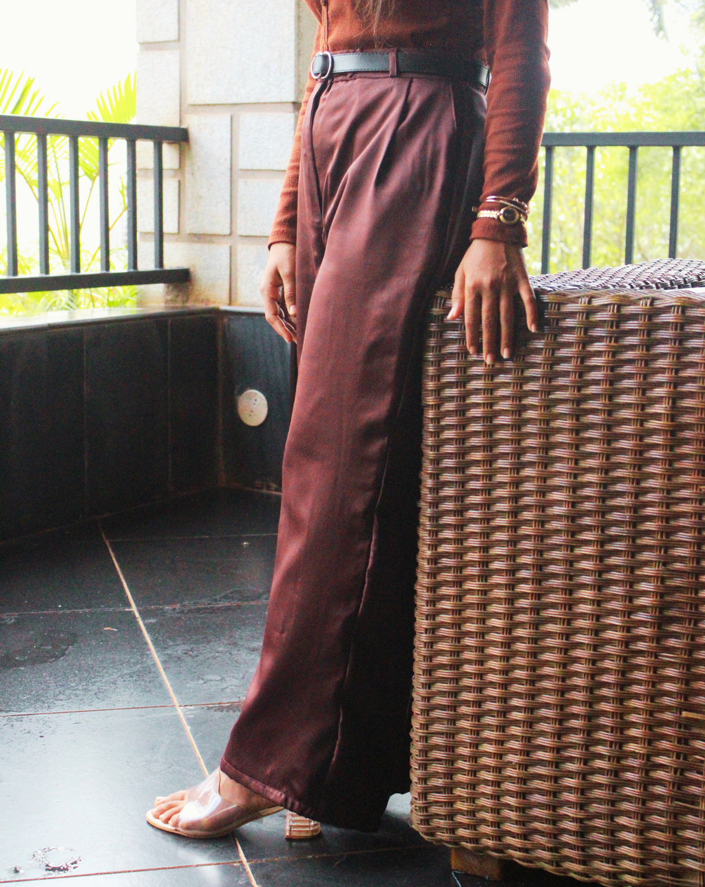 brown vera womens  high waisted straight trouser