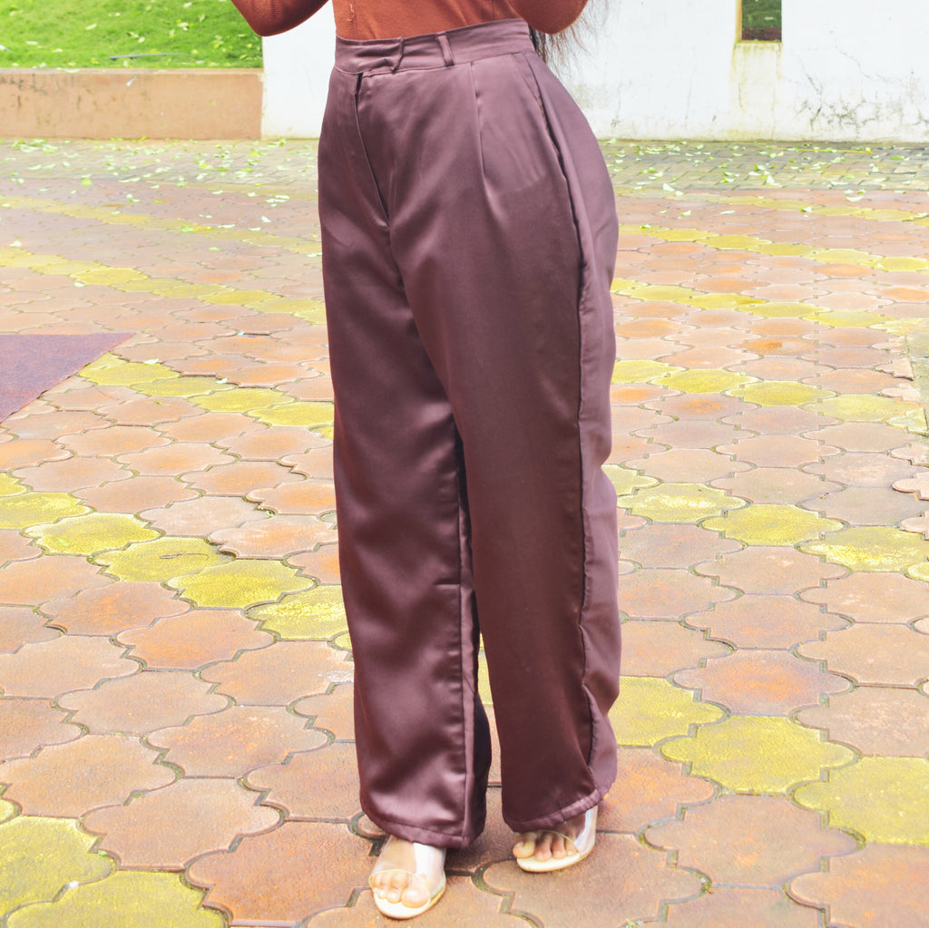 brown vera womens  high waisted straight trouser