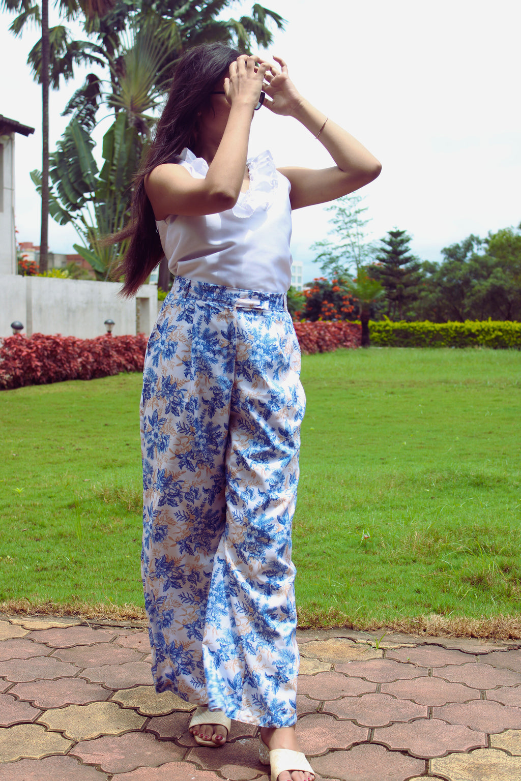 floral blue trouser